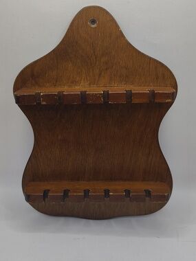 Vintage Wooden Spoon Rack Wall Display Hanger 12 Spaces Holder Farmhouse Kitchen